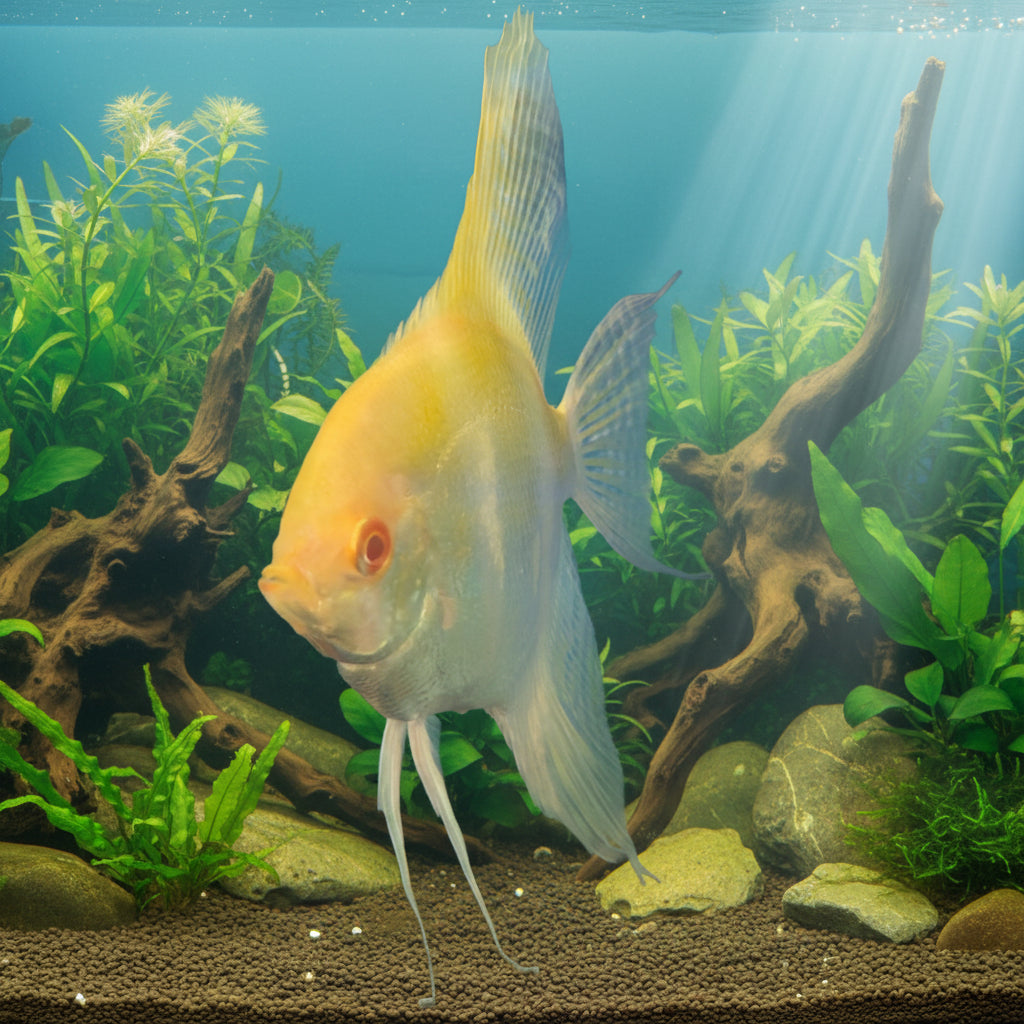 Albino Angelfish – Rare Pearl-White Freshwater Fish
