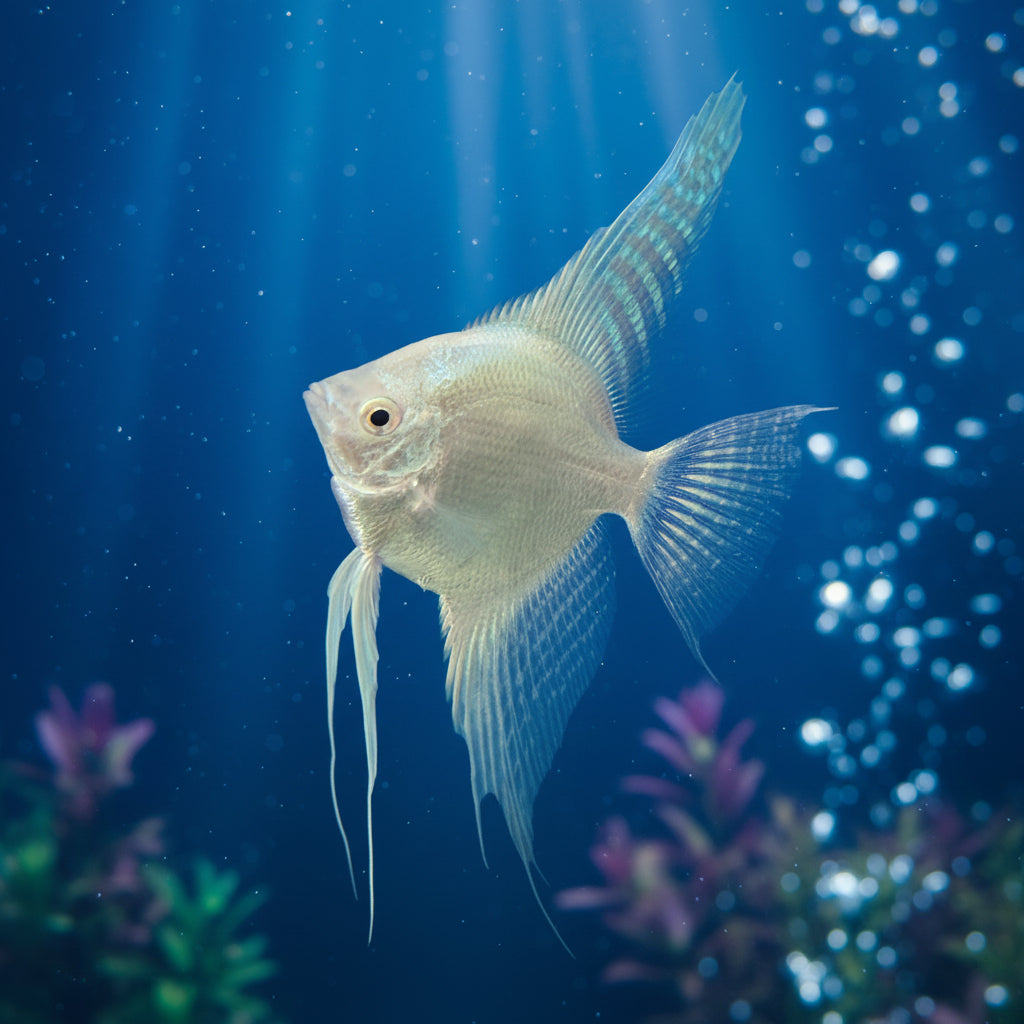 Platinum Angelfish – Dazzling Metallic-White Freshwater Fish